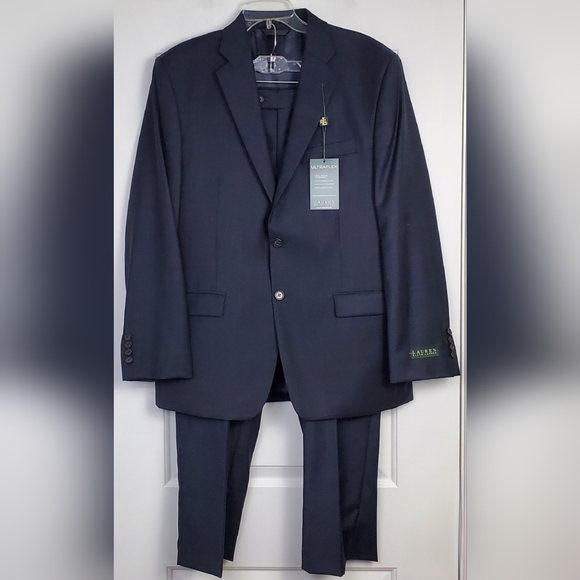 Ralph Lauren Mens Blue Windowpane Ultraflex Pants & Jacket Suit 42R / 38x29 NWT